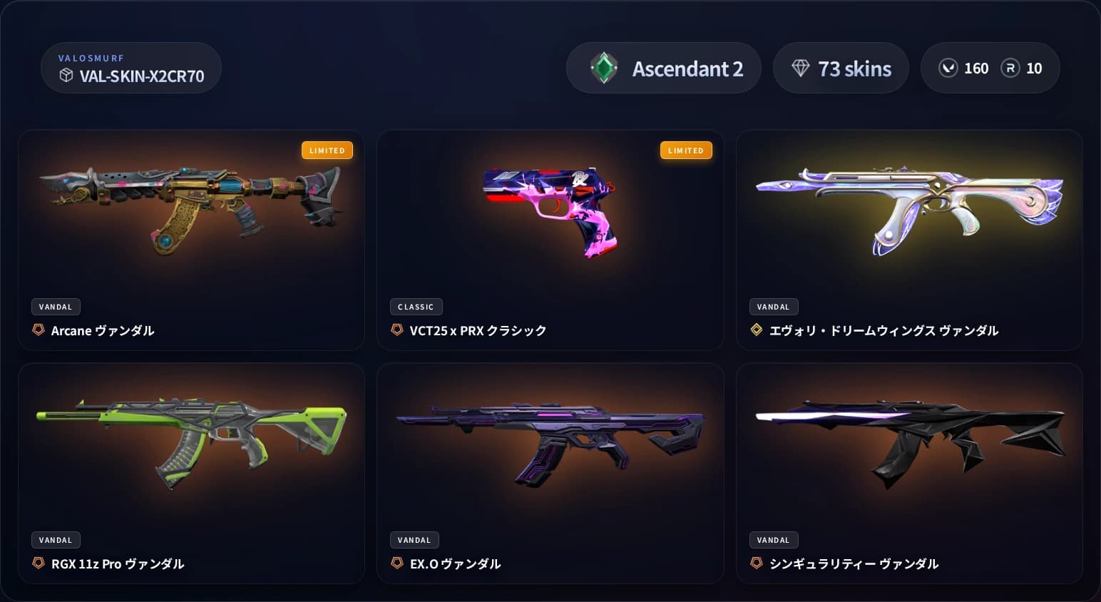 関連商品 VAL-SKIN-X2CR70 アセンダント2